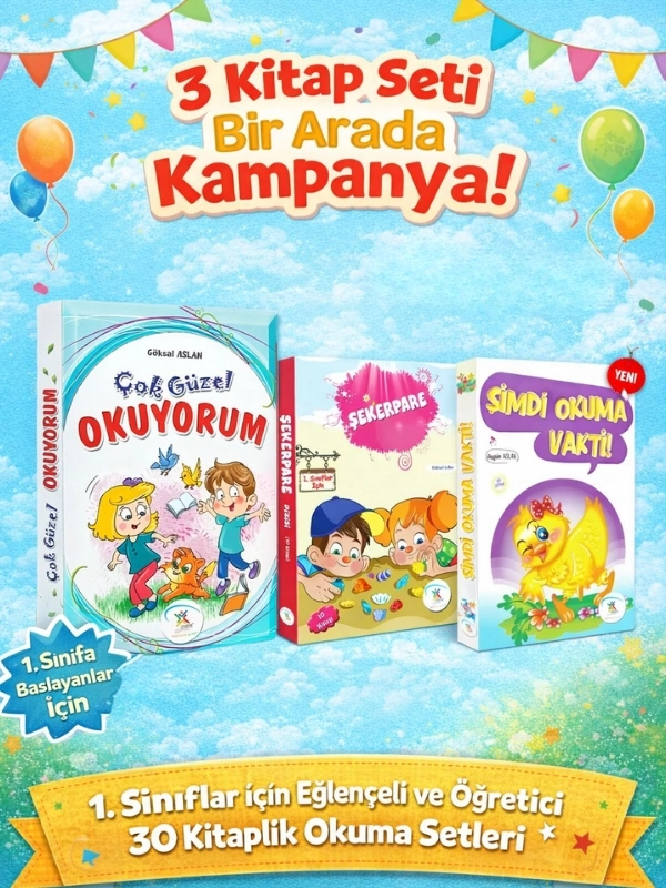 1.Sınıf Hikaye Seti 3 Set - Şimdi Okuma Vakti, Çok Güzel Okuyorum, Şekerpare Toplam 30 Kitap