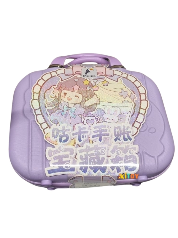 Munis Sürpriz Sticker ve Hediye Valizi – Kawaii - Anime Dünyasının Eğlenceli Stickerları Mini Boy Valizli Set Mor