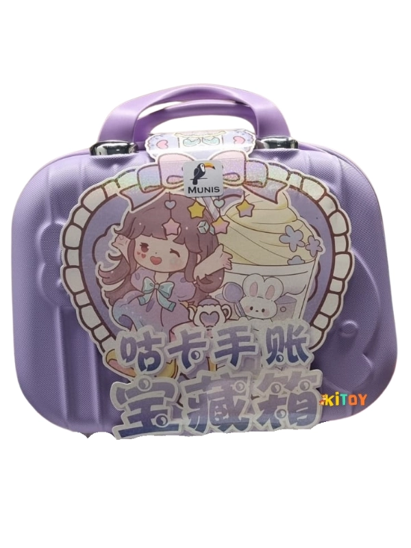 Munis Sürpriz Sticker ve Hediye Valizi – Kawaii - Anime Dünyasının Eğlenceli Stickerları Mini Boy Valizli Set Mor