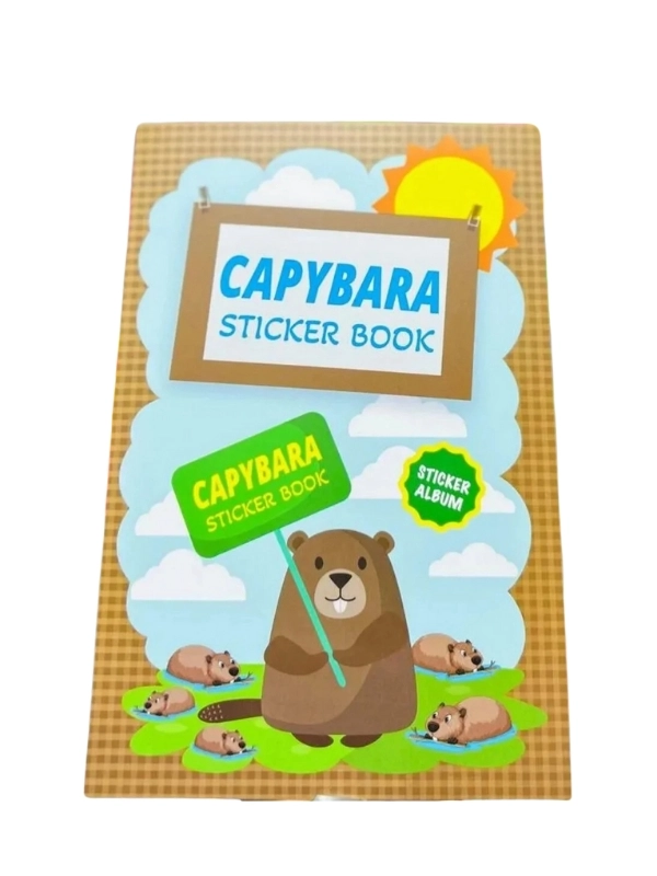 Capybara Karakterleri Sticker Albümü 16 Sayfa Kahverengi Renk Defter Sticker