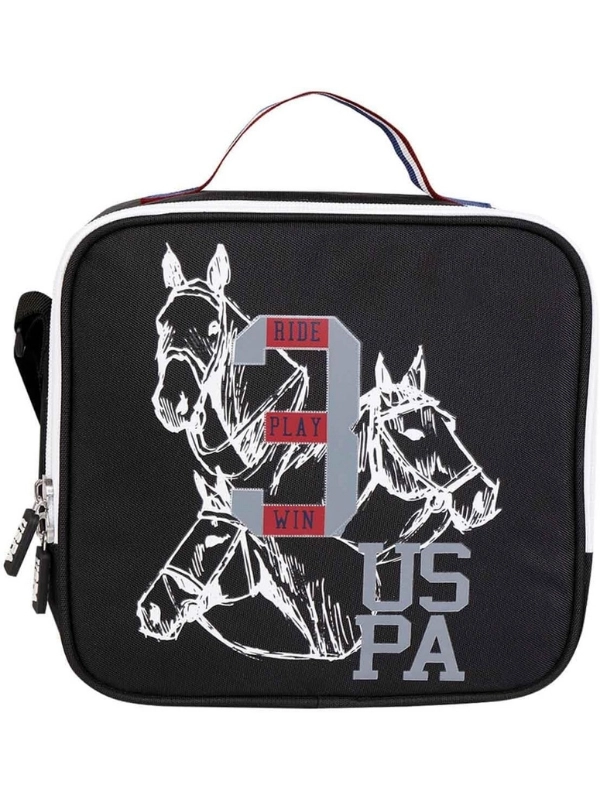 U.S. Polo Ride Play Win Siyah Beyaz Okul Sırt Çantası ve Beslenme Çantası Set  PLCAN24214 PLBSC24213