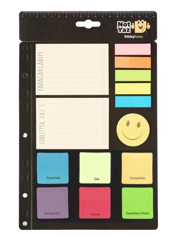 Süper Not Seti Günlük Planlayıcılı, Cetvelli, Etiket Stickerlı, Yapışkanlı Not Kağıdı Seti Not Yaz