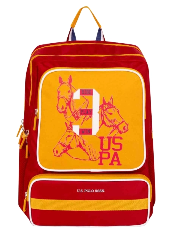 U.S. Polo Ride Play Win Sarı Kırmızı Okul Sırt Çantası ve Beslenme Çantası Set PLCAN24203 PLBSC24204