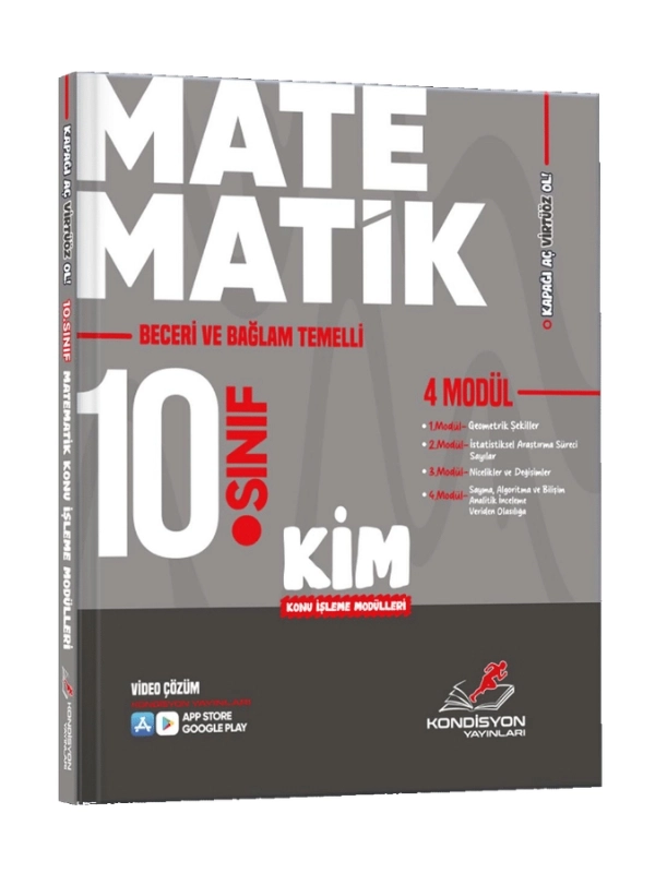 Kondisyon Yayınları Virtüöz 10. Sınıf Matematik Konu İşleme Modülleri 4 Modül KİM - Beceri ve Bağlam Temelli - Maarif Model 2026-2027 Yeni Müfredat