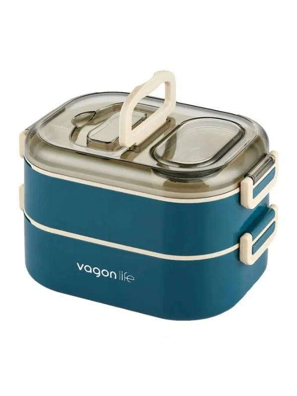 Vagonlife 1000 ML İki Kat Üç Bölme Paslanmaz Çelik Bento Lunch Box Yeni Nesil Sefer Tası-Sos Kaseli Model VGN7081
