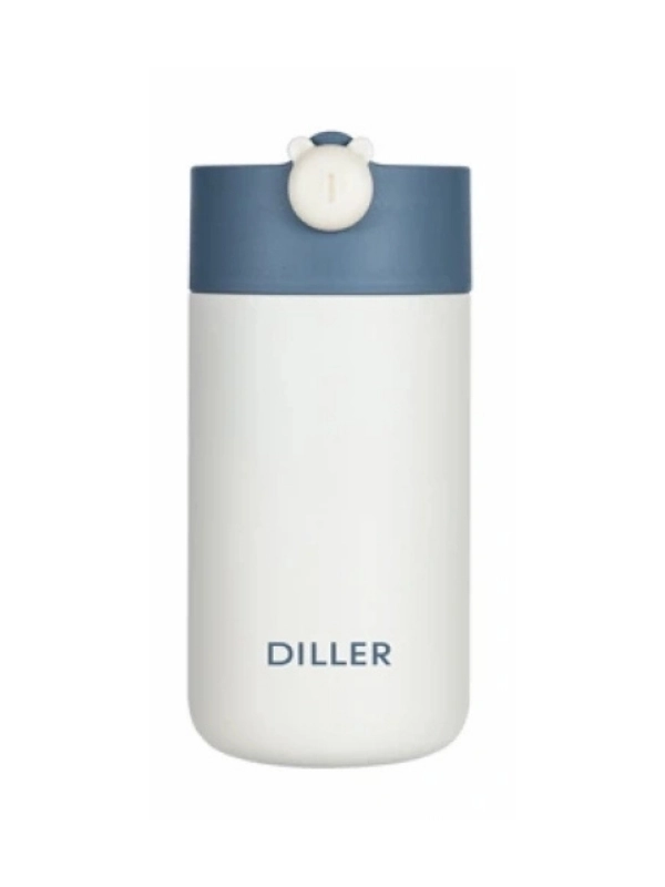 Vagon Life Diller 420 ML Süzgeçli Silikon Kulpu Çelik Termos VGN-8992 Mavi-Beyaz