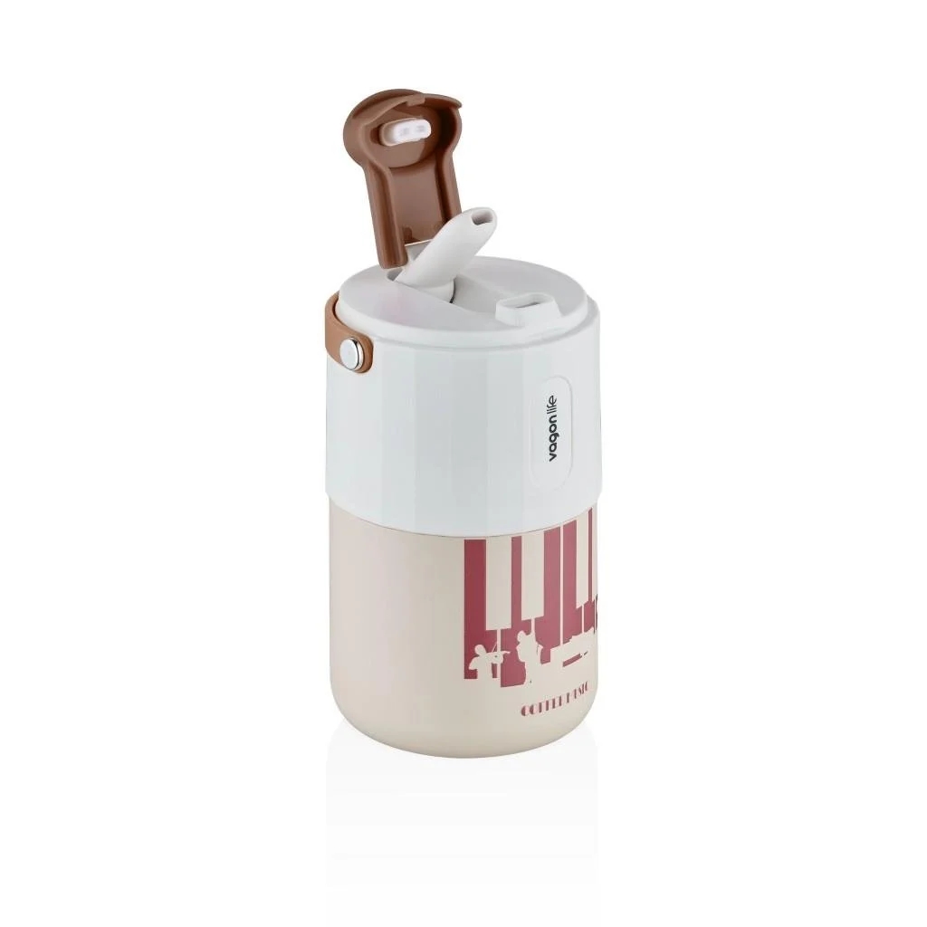 Vagonlife Tumbler 400 ML Kahve Bardağı/Mug Pipetli/Rahat İçim Paslanmaz Çelik Termos VGN2050 KAHVERENGİ