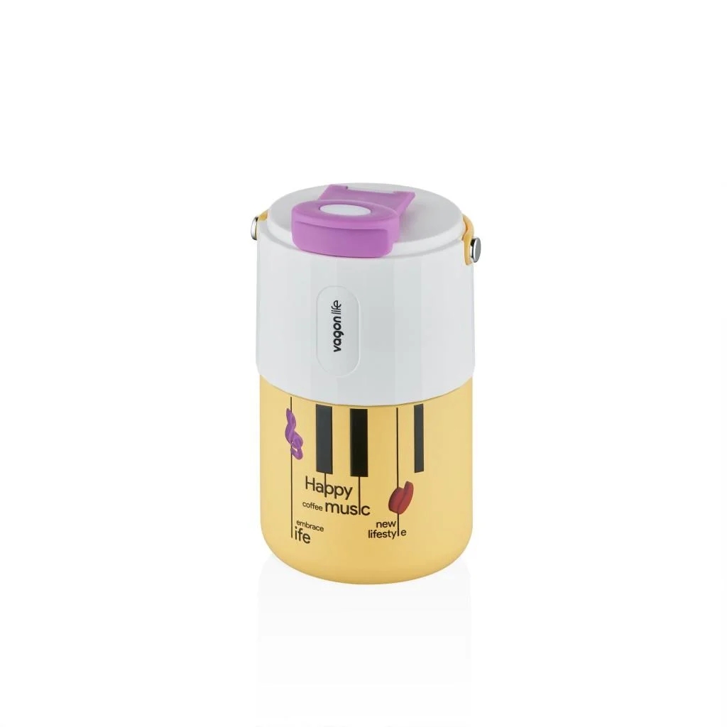 Vagonlife Tumbler 400 ML Kahve Bardağı/Mug Pipetli/Rahat İçim Paslanmaz Çelik Termos VGN2050 SARI