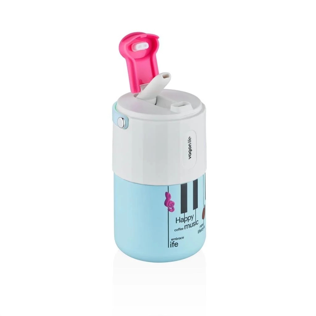 Vagonlife Tumbler 400 ML Kahve Bardağı/Mug Pipetli/Rahat İçim Paslanmaz Çelik Termos VGN2050 MAVİ