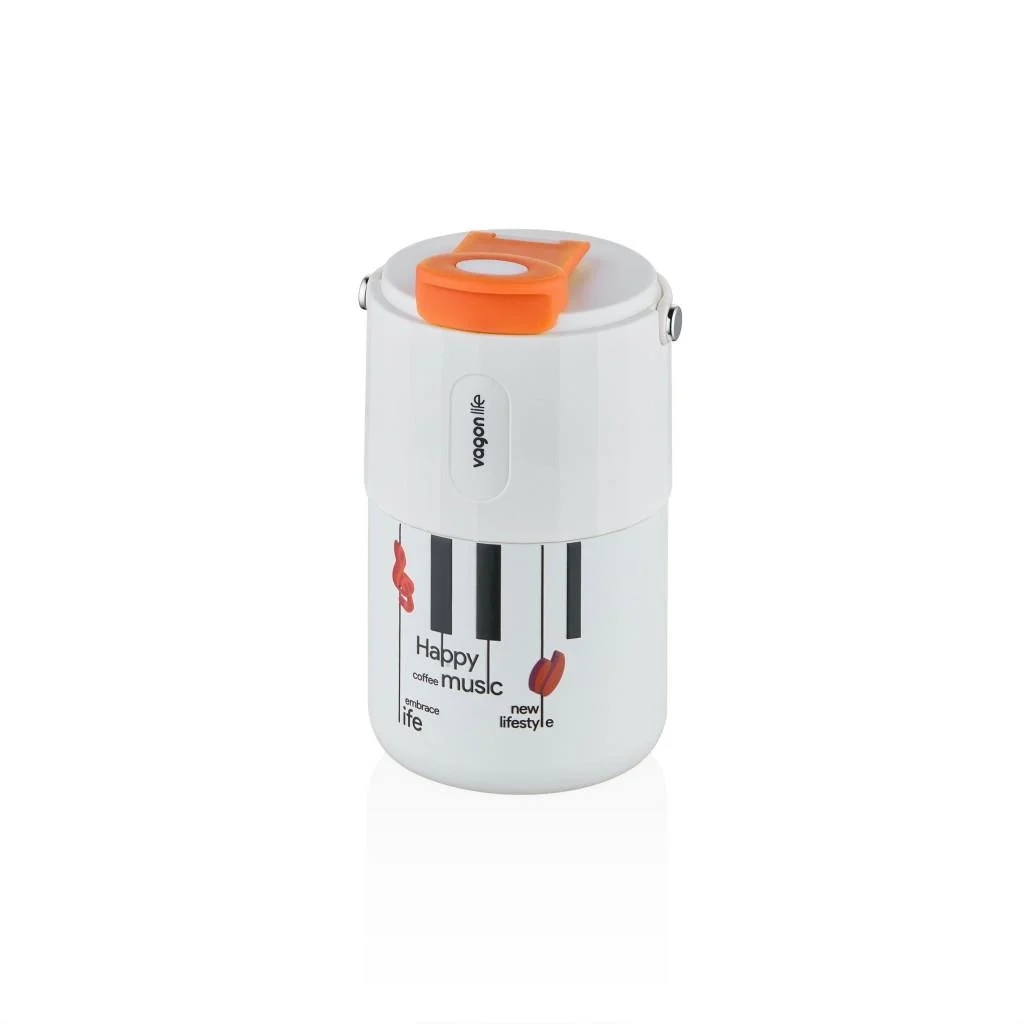 Vagonlife Tumbler 400 ML Kahve Bardağı/Mug Pipetli/Rahat İçim Paslanmaz Çelik Termos VGN2050 BEYAZ