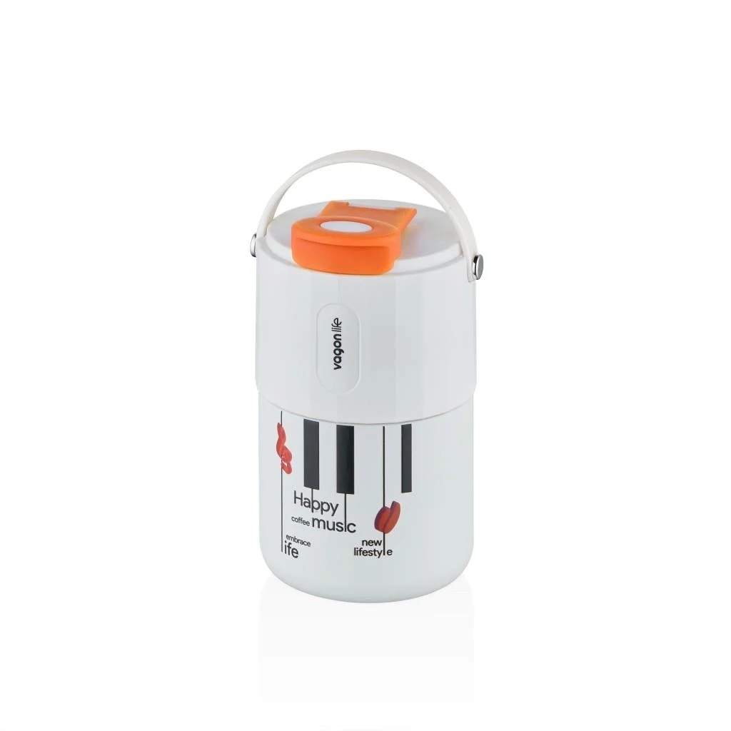 Vagonlife Tumbler 400 ML Kahve Bardağı/Mug Pipetli/Rahat İçim Paslanmaz Çelik Termos VGN2050 BEYAZ