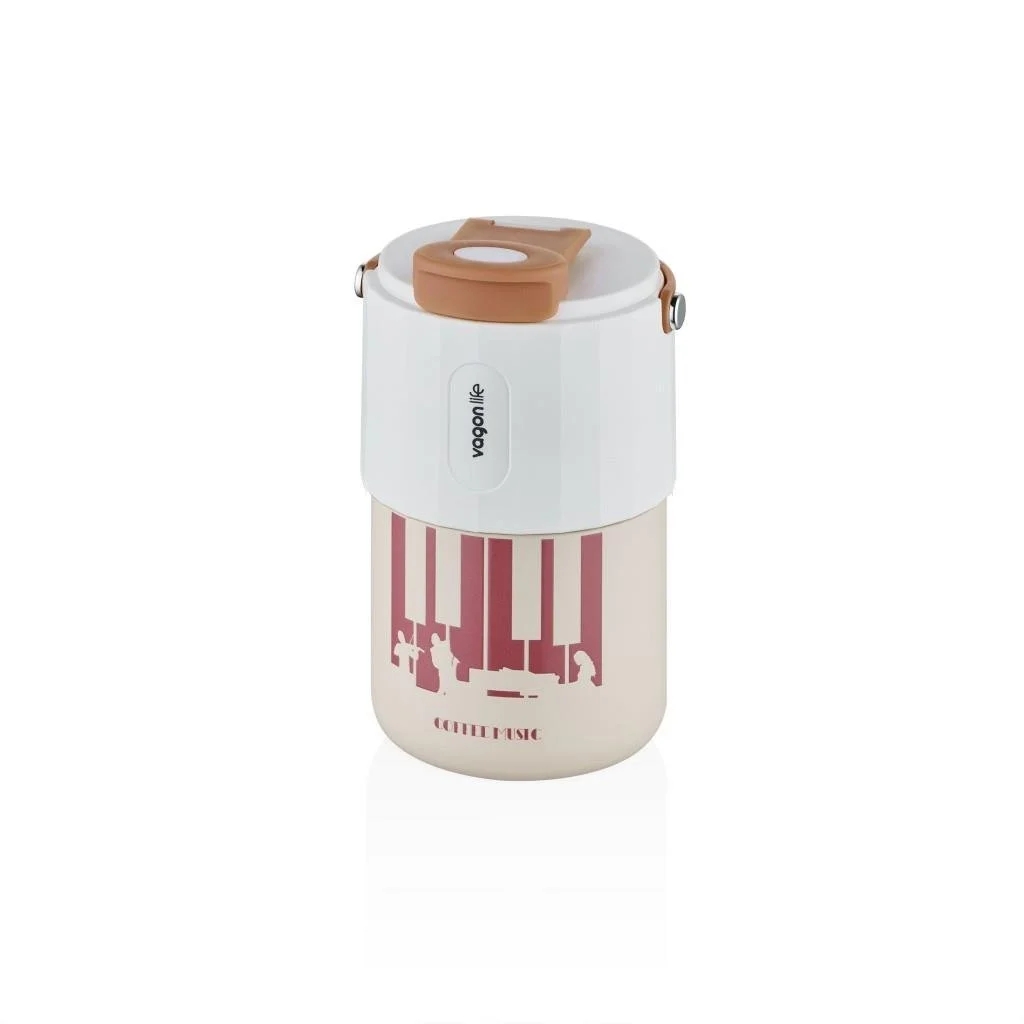 Vagonlife Tumbler 400 ML Kahve Bardağı/Mug Pipetli/Rahat İçim Paslanmaz Çelik Termos VGN2050 KAHVERENGİ