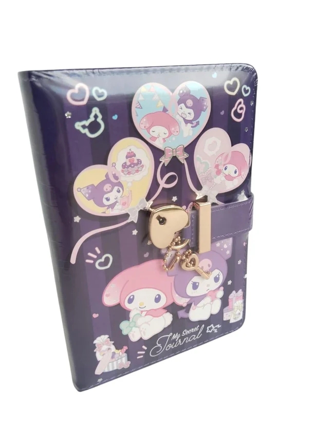 Victoria’s Journals Kuromi & My Melody Kalp Kilitli Anahtarlıklı Günlük | A6 | 192 Sayfa | Renkli Özel Sayfalar 