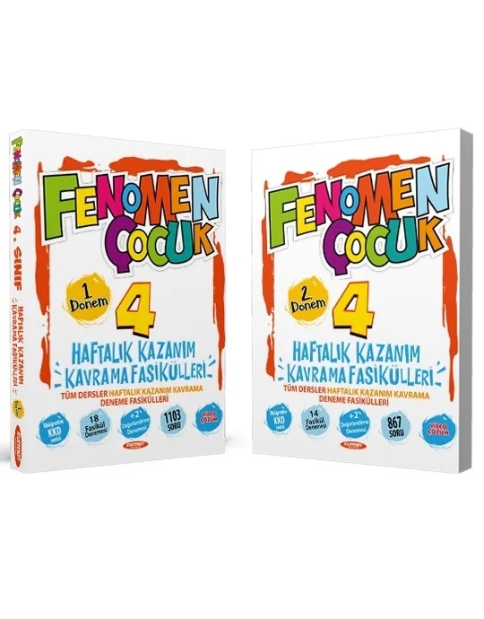 Fenomen Çocuk 4.Sınıf Tüm Dersler Haftalık Kazanım Kavrama Fasikülleri (2 Kitap)