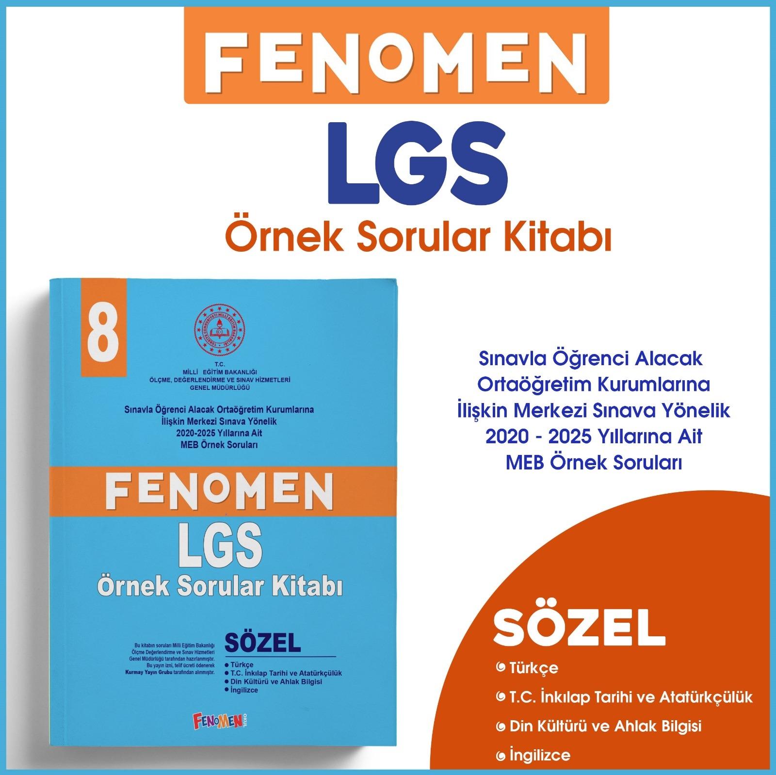 Fenomen LGS Sözel 8.Sınıf Örnek Sorular Set