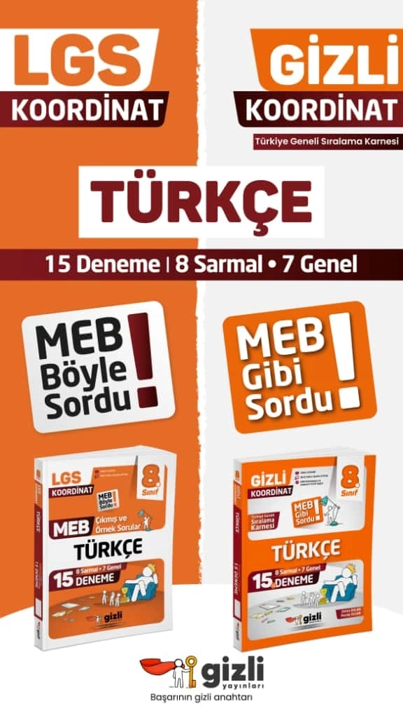 Gizli Yayınları Lgs 8. Sınıf Türkçe 15’li Deneme - Meb Gibi Sordu