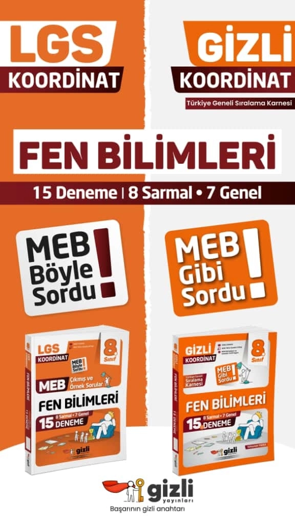 Gizli Yayınları Lgs Meb Çıkmış ve Örnek Sorular Fen Bilimleri 15’li Deneme - Meb Böyle Sordu