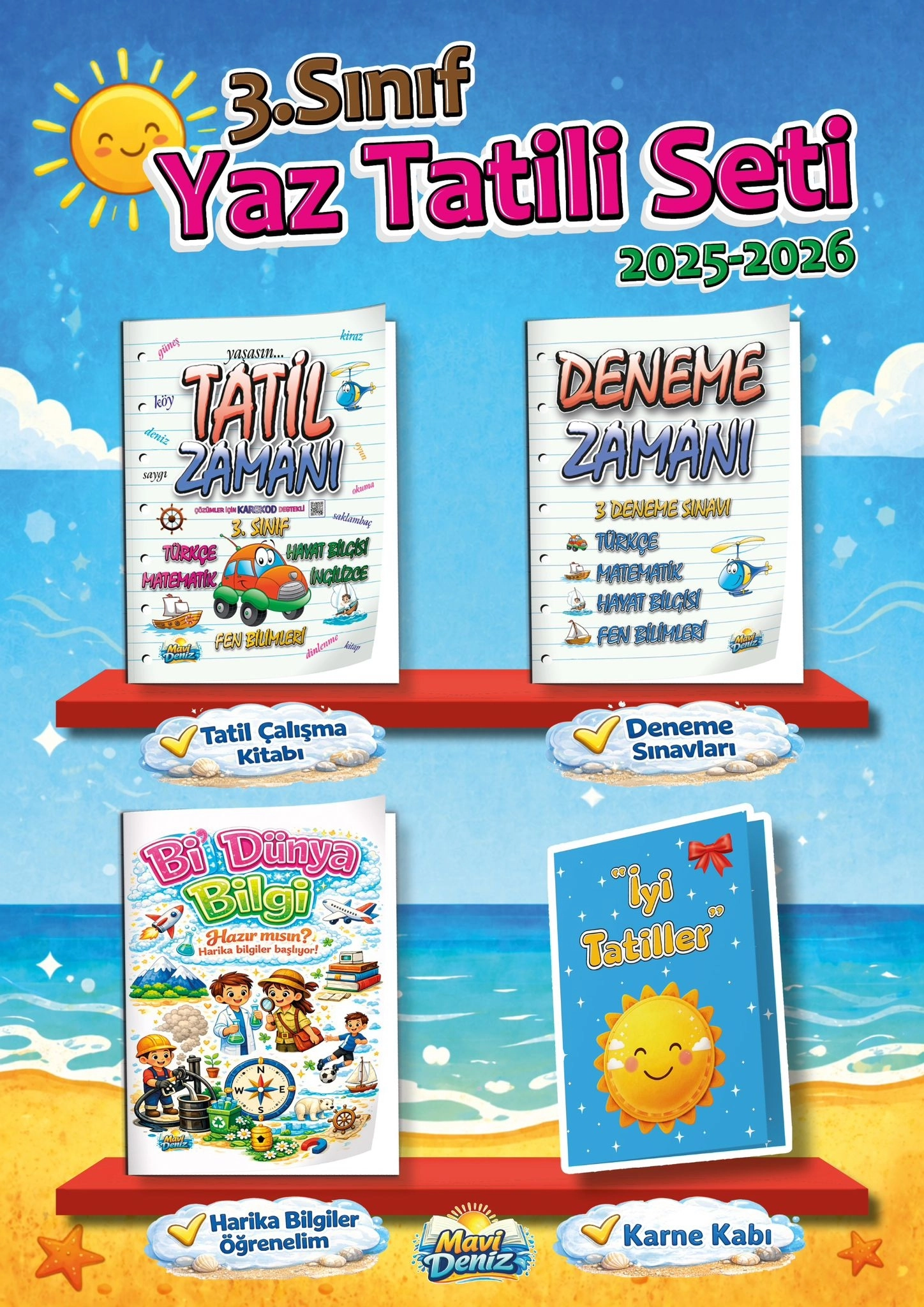 Mavi Deniz 3. SINIF YAZ TATİL SETİ(2025-2026) Tatil Çalışma Kitabı - Deneme Sınavları - Harika Bilgiler Öğrenelim