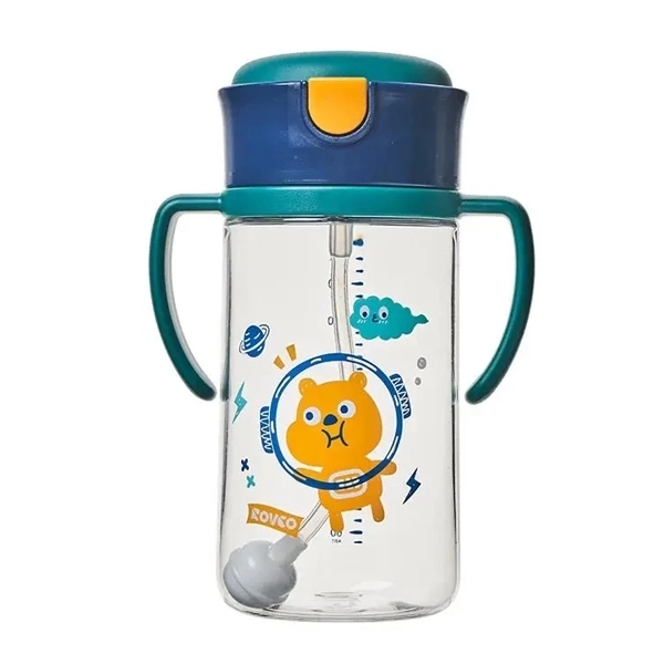 Vagon Life Rovco Pipetli Askılı Ayıcıklı Çocuk Matarası Yeşil +6 Ay 300 ml B1044